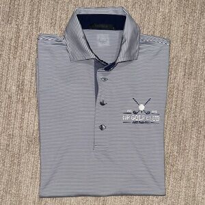 Greyson Men's Size S White/Gray Stripe Performance Wear Short Sleeve Golf Polo